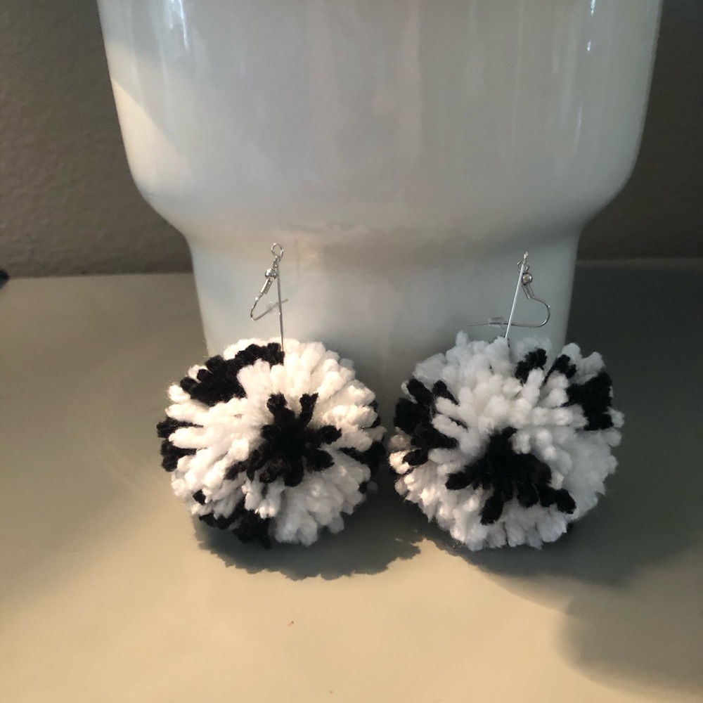 Cow print Pom Pom earrings